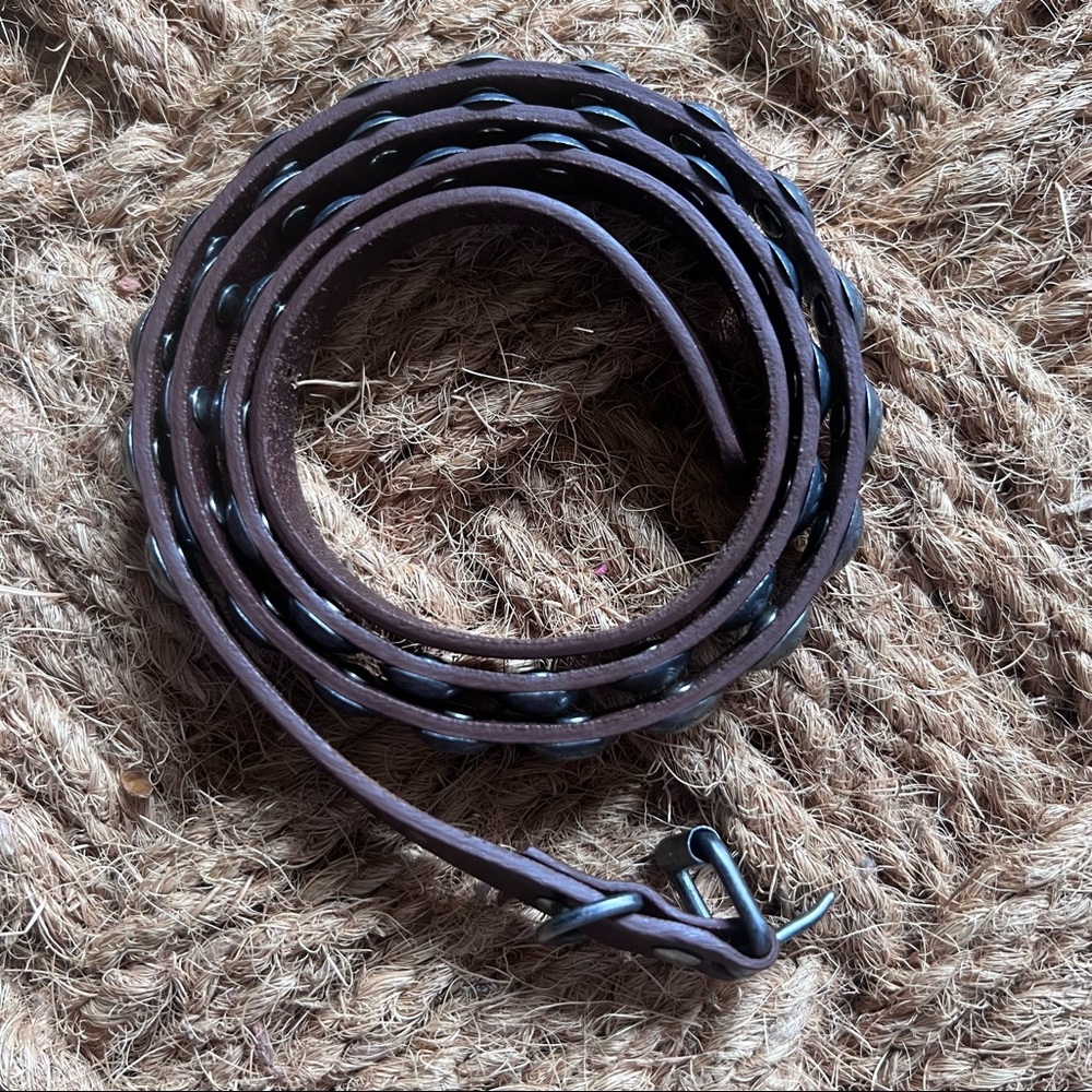 Eddie Bauer Brown Leather Thin Studded Belt